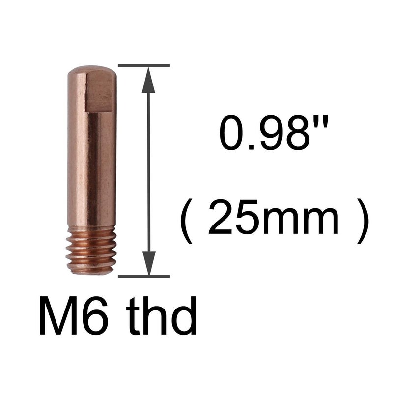 GZTIGWELD 20pk طرف الاتصال.023 ''و 0.6 مللي متر M6x25mm ملحق نحاسي لشعلة اللحام MB-15AK MIG/MAG - Image 2